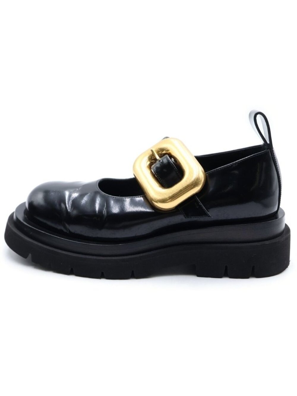 Bottega Veneta Rug Mary Jane Chunky Sole Leather Derby Shoes Gold Black